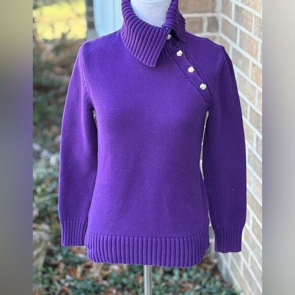 Ralph Lauren Purple Turtleneck Sweater with Button Detail size S - Picture 1 of 6